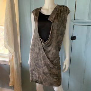 VPL Asymmetric Body Con Sheer Inset Dress